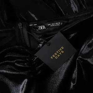 NWT!! ZARA Black Velvet Dress Ruffled Tulle Sleeves Rhinestone Party Cocktail thumbnail 12