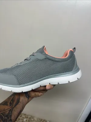 Skechers Gray with Coral Lined Slip-On Lace Sneakers thumbnail 4
