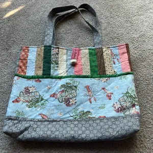 Coastal Grandmother Quilted Lobster Patchwork Tote Handmade thumbnail 4