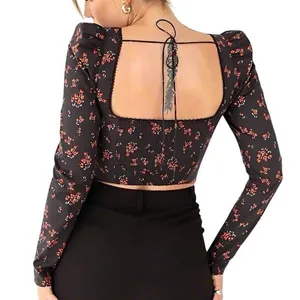 Rumored Antoinette Long Sleeve Corset Top Spanish Poppy Floral XS thumbnail 2