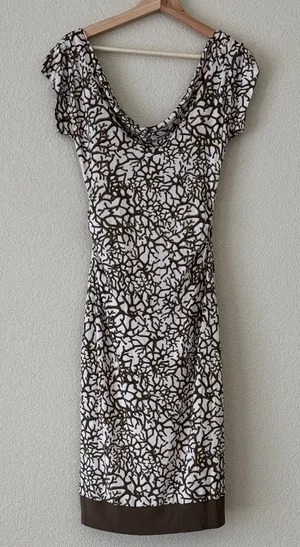 Diane von Furstenberg Silk Wrap Dress,Abstract Print,Flutter Sleeves,Boat Neck thumbnail 1
