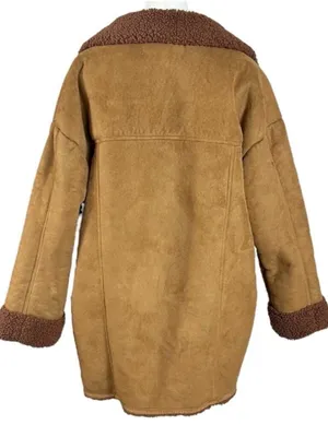 Free People Western Bohemian Retro 70s Faux Sherpa Suede Diogo Coat Size Large thumbnail 9
