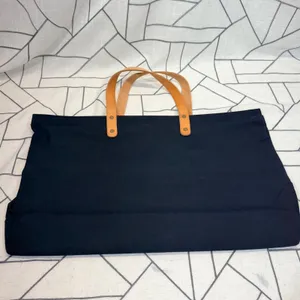 Robert Graham Tote Bag‎ Large Black Canvas Leather Trim Travel Carry Minimalist thumbnail 3