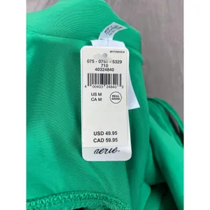 Aerie Green Crinkle Birthday Scoop Back Cheekiest One Piece Swimsuit Sz.M NWT thumbnail 11