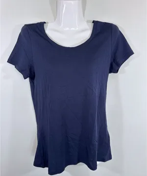 Quince Navy Blue Cotton Modal Scoop Neck T-Shirt Womens XS Basic Minimalist Tee thumbnail 1