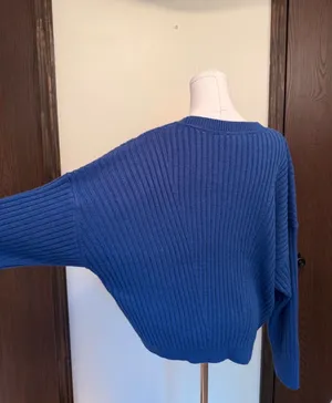 Tommy Hilfiger blue cable knit crewneck long sleeve sweater thumbnail 7