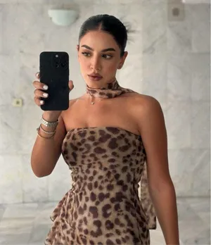 Zara Dress mini mesh sheer animal print Leopard Print Strapless Dress thumbnail 2