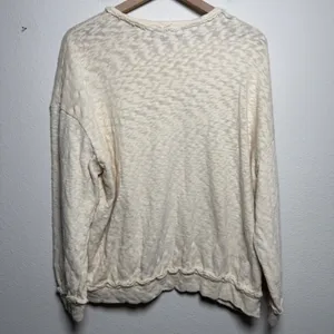 POL Women Oversized Sweater Small Cream Raw Edge‎ Distressed Textured Knit thumbnail 4