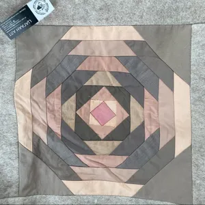 NWT Artisan Mongolian Woolcraft Quilt Square Tote Neutrals New thumbnail 2