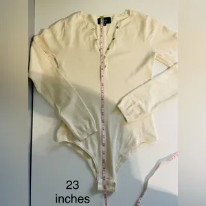 Vici Collection Cream Slim-Fit Ribbed Henley Bodysuit/Tee thumbnail 9