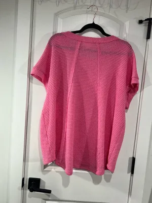 Andree By unit waffle knit top in Pink thumbnail 5