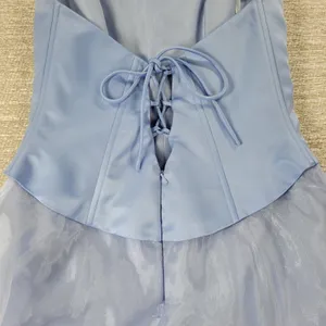 Michelangelo Gown Womens 6 Blue Beaded Whimsical Fairy Corset Halter Prom Dress thumbnail 7