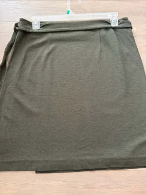 LOFT Olive Wrap Pencil Skirt thumbnail 4