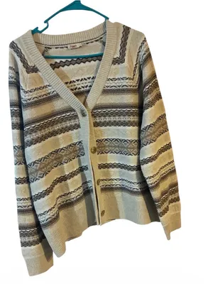 Faherty Cream Striped V-Neck Button Front Cardigan thumbnail 5