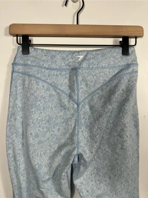 Gymshark Fleur Texture Leggings Blue Medium High Rise‎ Floral Texture Workout thumbnail 6