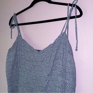 Abercrombie & Fitch Size XL Mini Dress Blue Ditsy Floral Ruffle Babydoll Boho thumbnail 2