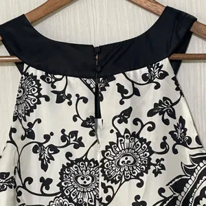 White House Black Market Silk Paisley Sheath Dress Black White Size 4 thumbnail 3