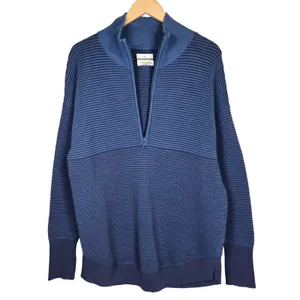 OFFLINE by Aerie Home Stretch Ribbed Sweater Quarter Zip Blue Pullover Sweater L thumbnail 3