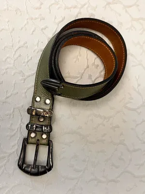 Belt Vintage Women's Leather Western Olive Green Designer Cowboy Unisex Classic thumbnail 1
