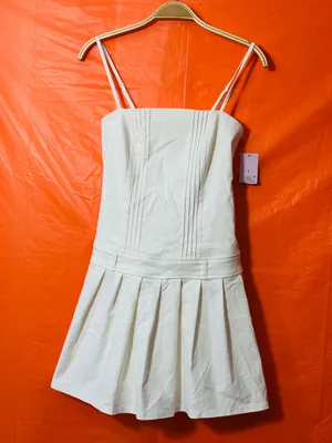 wild fable White Pleated Mini Dress with Adjustable Straps thumbnail 3