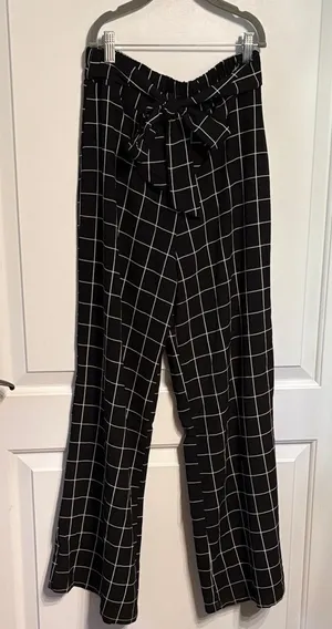 Mine Black and White Checkered Wide Leg Pants thumbnail 1