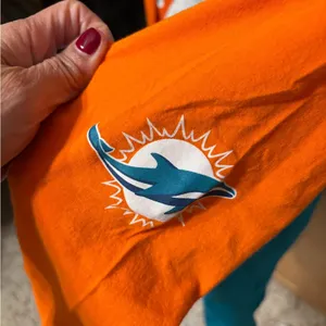 Women's Miami Dolphins Majestic Aqua/Orange Long Sleeve Lace-Up V-Neck T-Shirt l thumbnail 7