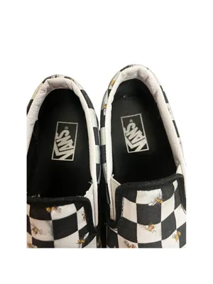 VANS Classic Slip On Sneakers Unisex 8 Black White Bee Check Skate thumbnail 5