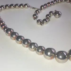 Vintage Silver Tone Metal Beaded Ball Beads Retro Boho Necklace thumbnail 6