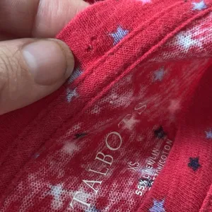 Talbots 100% Linen Cotton Blend Red Stars T Shirt XS Coastal Patriotic Beachy thumbnail 9