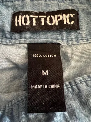 M - Hot Topic - Light Blue Denim Shortall adjustable with embroidery thumbnail 8