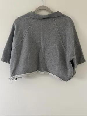 Free People Movement Oversized Gray 1/2 zip Short Sleeve 100% cotton size small thumbnail 4