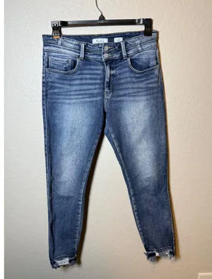 KanCan Womens Mid-Rise Ankle Skinny Jeans Denim Double Button Size 28 thumbnail 1