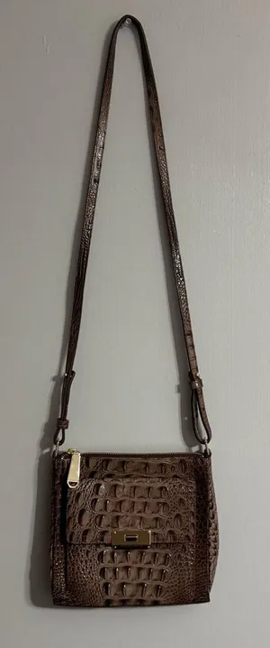Brahmin Brown Croc Prints Crossbody Handbag thumbnail 1