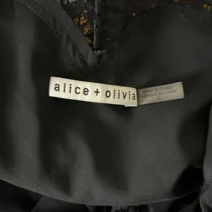 Alice + Olivia Adele Black Floral Silk Blend Lace Trim Midi Wrap Dress Size 2 thumbnail 5