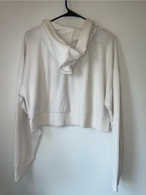 Altar'd State Revival Ribbed Hooded Pullover Cream Sweater Size L thumbnail 3