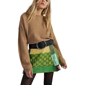 NWT Free People After School Thick Knit Patchwork Mini Skirt Green Combo Small‎ thumbnail 2