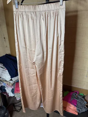 NWT Love 83 Champagne Satin Crop Top Wide Leg Pants Set Size Large thumbnail 10