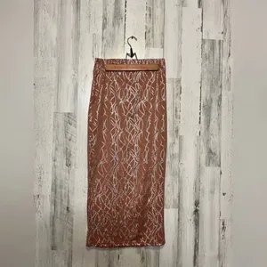 Brown Printed Two Piece Skirt Set Medium | Strapless Tube Top & Midi Skirt thumbnail 6