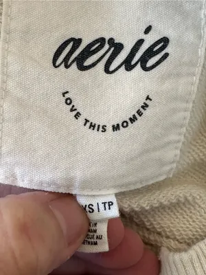 Aerie Oversized Love Embroidered Crewneck Sweatshirt Cream XS Comfy Lounge Soft thumbnail 5