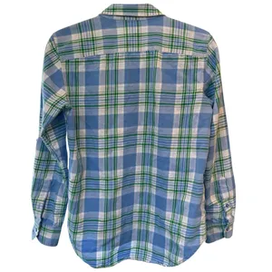 Medium Lauren Ralph Lauren Blue Green Brushed Cotton Button-Down Long Sleeve thumbnail 4