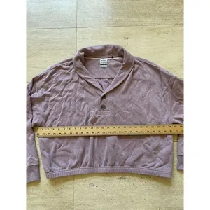 Prana Cropped Pullover Sweater‎ Taupe Long Sleeve Casual Lounge Top XL thumbnail 3