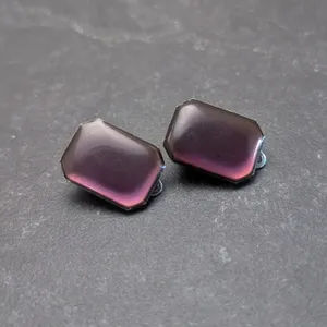 Vintage Clip On Earrings Dark Purple / Plum Tone Stylish Retro - Fair Condition thumbnail 2