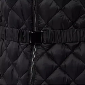 NEW 32 Degrees Women’s Diamond Quilt Belted Puffer Mock Neck Black Jacket Size L thumbnail 14
