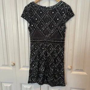 Adrianna‎ Papell Bluish/Gray Beaded Dress Size 4P thumbnail 2