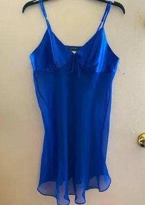 Vintage Juliara Blue Babydoll Lace Lingerie Mesh Women's Size Medium A11 thumbnail 1