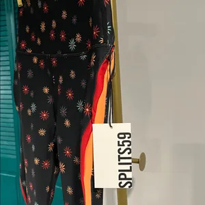 Splits59 NWT Sydney High Waist Techflex 7/8 Leggings Multi Floral + Red Stripes thumbnail 7