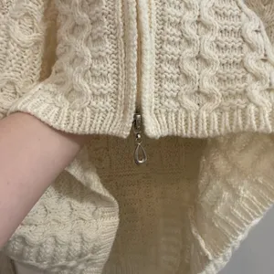 Aran Crafts 100% Merino Wool Chunky Cable Knit Hooded Sweater Zip Up Jac… thumbnail 7