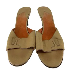 Gianni Milano Vintage Heeled Beige Leather 39 Mule thumbnail 1
