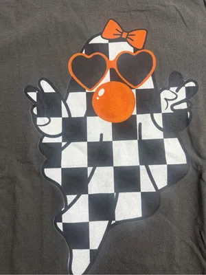 Comfort Colors Pepper Tee with Checkerboard Ghost and Orange Accents thumbnail 4