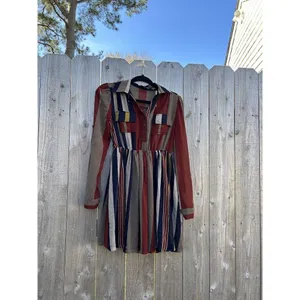 XTAREN Dress Size Small Stripe‎ Long Sleeve Fall Botton Cottage Cute thumbnail 3